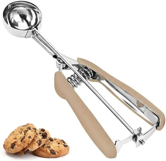 Cookie Scoop, Ice Cream Scoop, 1.5 Tbsp/ 23ml/ 0.7 oz Cookie Scoops for Baking, 18/8 Stainless Steel Cookie Scooper for Baking, Cookie Dough Scoop, Ice Cream Scooper with Trigger Release (Brown)