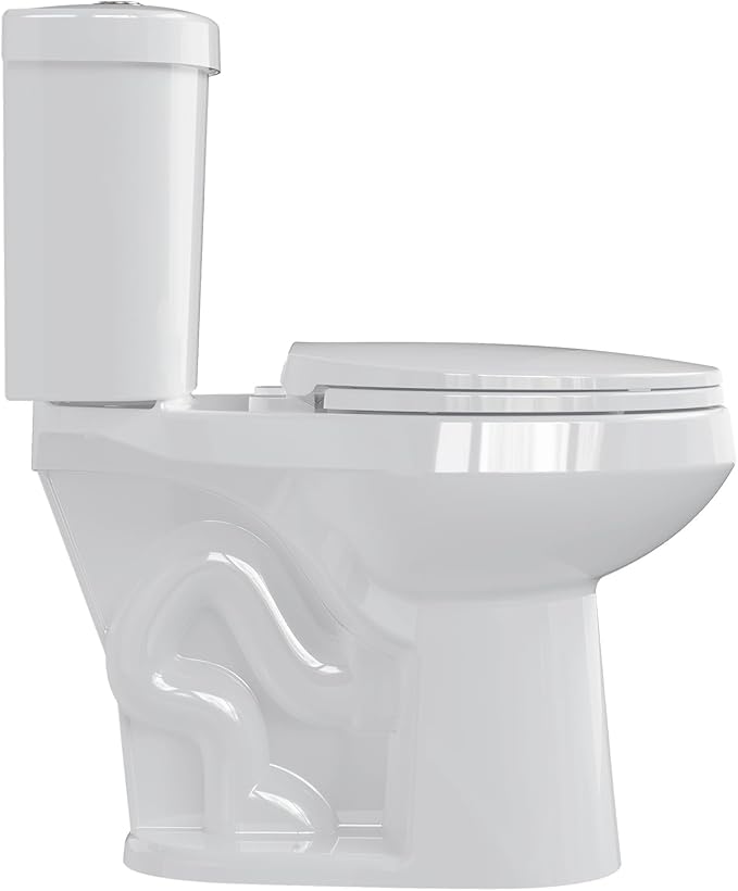 Two-Piece Toilet, 19" Comfort Height Elongated Bowl with 1000g MAP High-Efficiency Flush, ADA Compliant, 12" Rough-In for Residential & Commercial Use