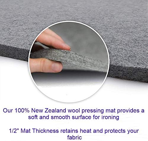 Wool Pressing Mat 24" x 17" for Quilting | 100% Pure New Zealand Wool Mat for Sewing and Ironing | Large Size and Comes with Silicone Iron Pad Included
