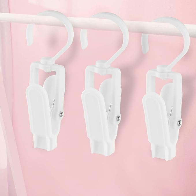 Jiozermi 10 PCS Laundry Hooks Clip, Plastic, White | Super Strong, Swivel Hooks, For Clothing Store Home Office & Workshop
