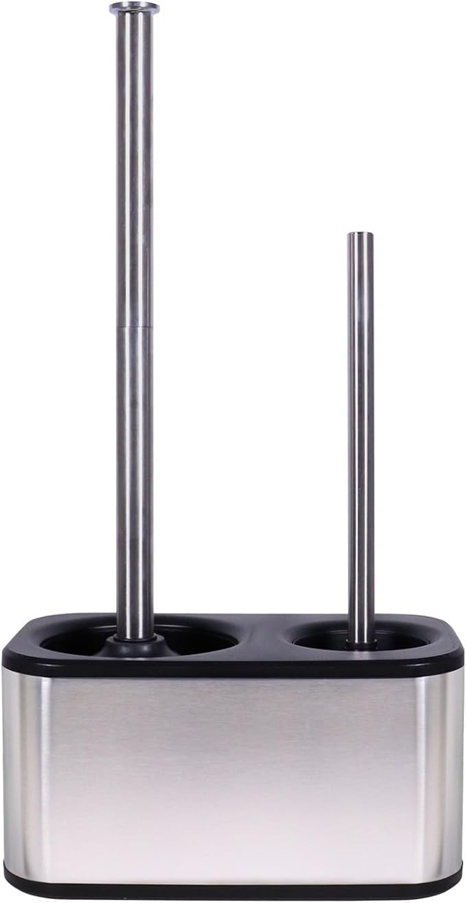 Blue Donuts Toilet Brush and Plunger Set with Holder, Sleek Minimalist Modern Stainless Steel Bathroom Accessories Toilet Plunger and Toilet Bowl Brush Combo