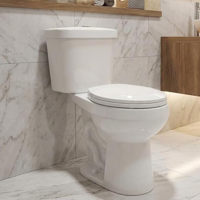 Two-Piece Round Toilet, 21" ADA Comfort Height with Powerful 1.1/1.6 GPF Dual Flush, 12" Rough-In, White Bathroom Toilet for Senior Accessibility