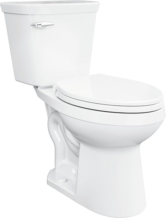 Gerber Viper Force Elongated Two-Piece Toilet with 12-in Rough-in, ADA Compliant Chair Height, High Efficiency 1.28 GPF, Soft-Close Seat and Install Kit with Wax Ring Included, White, GRS48352