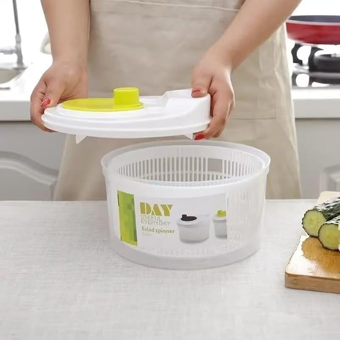 105 OZ Salad Spinner with Bowl, Colander and Built-in Draining System for Fresh, Crisp, Clean Salad and Produce, 3L