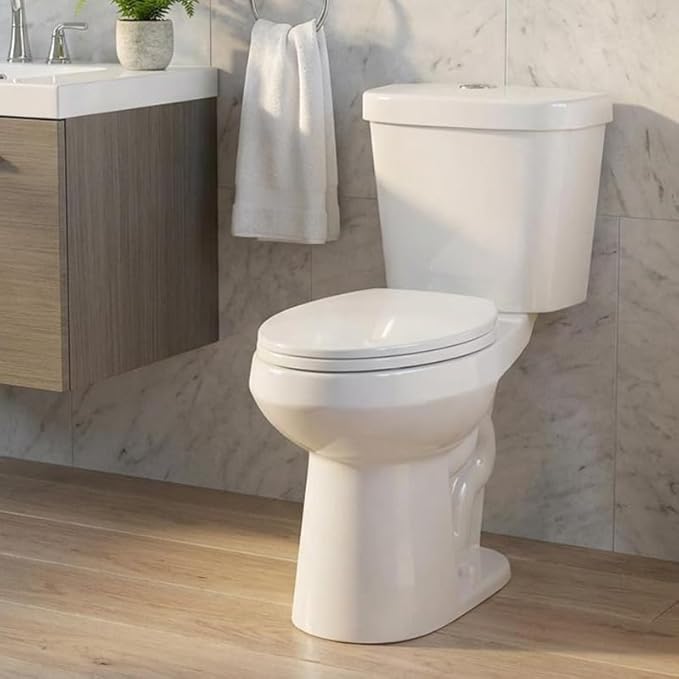 Two-Piece Toilet, 19" Comfort Height Elongated Bowl with 1000g MAP High-Efficiency Flush, ADA Compliant, 12" Rough-In for Residential & Commercial Use