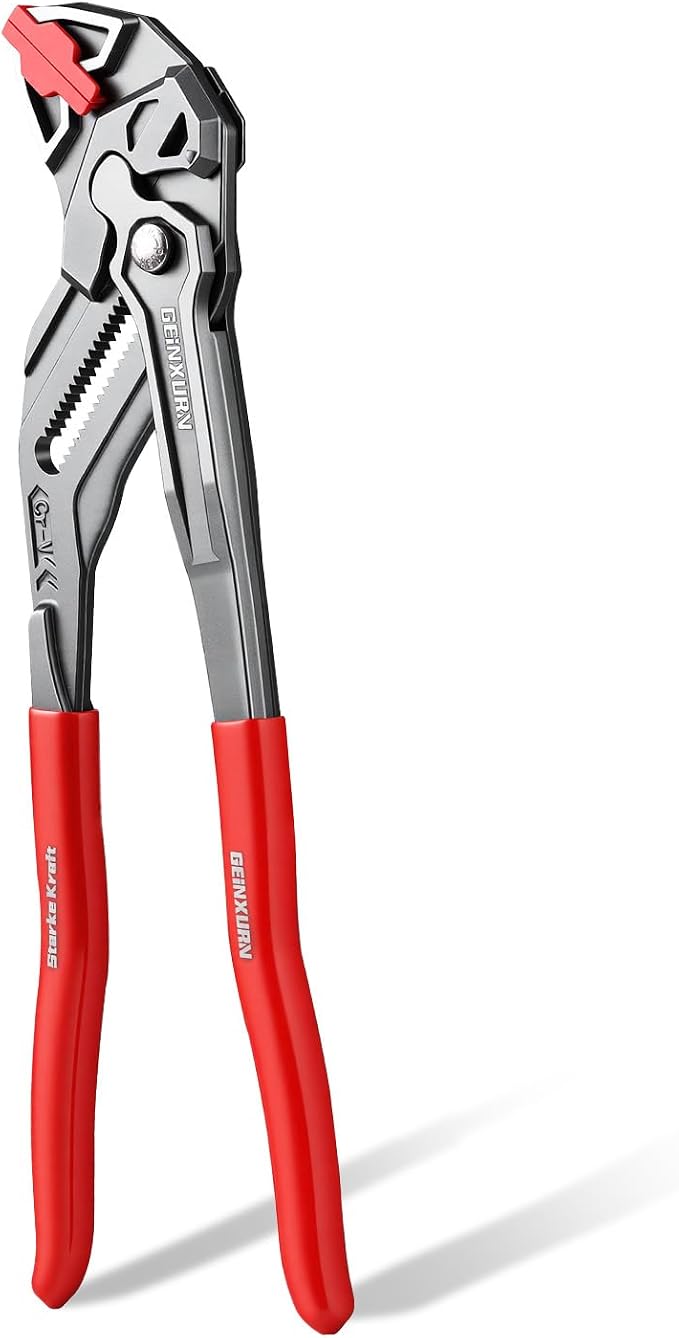 12-Inch Pliers Wrench, 1PC Smooth V-Jaw Pliers with 24-Position Push-Lock, Fast Adjustable Slip Joint Pliers Set for Plumbing, Home Repair, and Pipe Fittings