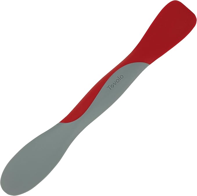 Tovolo Mini Scoop and Spread Tool for Kitchen Meal Prep Small Sandwich Spreader Spatula for Peanut Butter Jelly, Silicone BPA Free Dishwasher Safe Scooper Spreader, Cayenne Red and Oyster Gray
