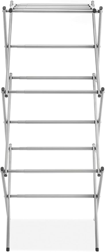 Whitmor Foldable Clothes Drying Rack: 3 Tier Laundry Drying Rack, Collapsible Drying Rack Clothing, Portable Space Saving Clothing Rack for Indoor Outdoor, 17" D x 27.8" W x 41.5" H, Carbon Steel