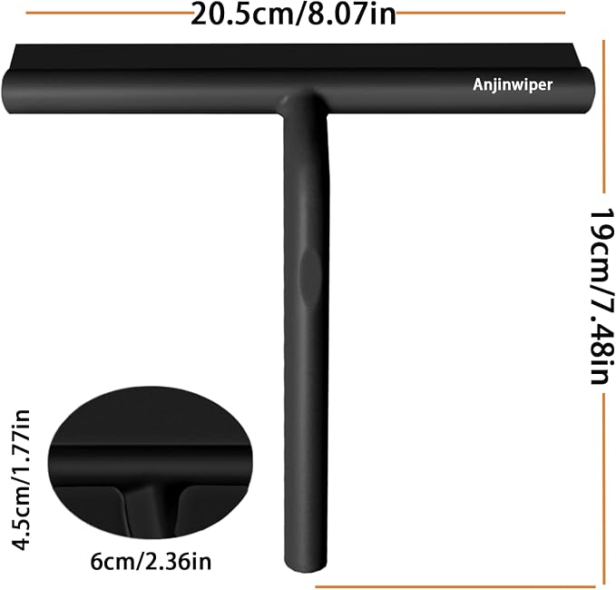 Shower Squeegee for Shower Glass Doors, 8 in All-Purpose Bathroom Squeegee | Silicone Squeegees for Glass Window Mirror Tile Wall, Ergonomic Household Squeegee with Adhesive Hook, Car Home Cleaner Tool