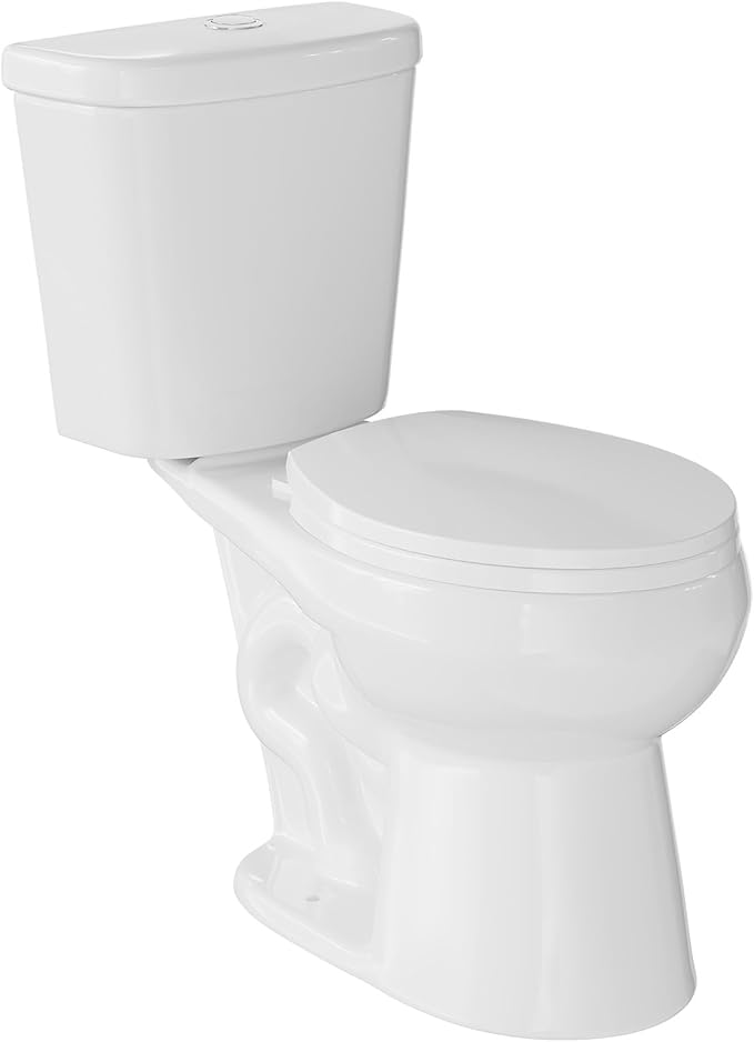 17" Round Dual Flush Two-Piece Toilet Set – Upgraded Power Flush, Top Dual Button, Includes Slow-Close PP Seat & High-Efficiency Tank – Water-Saving Choice for Small Bathrooms