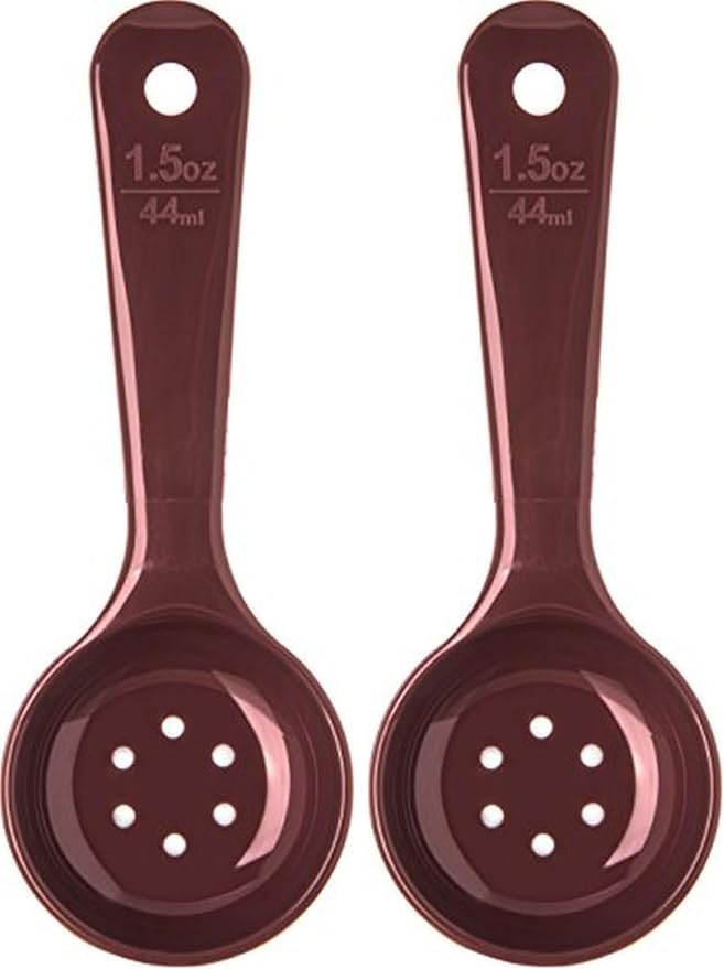 Carlisle FoodService Products 496101 Perforated Short Handle Portion Control Spoon, 1.5 oz, Reddish Brown (Pack of 2)