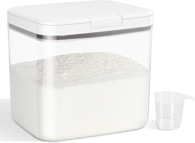 TBMAXS Versatile Storage Container Bin with Pop-up Lid & Scoop, Rice Flour Container Dog Cat Food Storage Container, Laundry Room Organization Household Essentials Kitchen Pantry Organizers