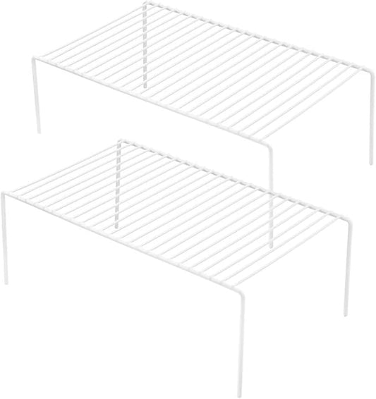 Cabinet Storage Shelf Rack Set of 2, Medium (13 x 9.4 inch) Rustproof Metal Wire Kitchen Cabinet Organizer and Storage, Cupboard Spice Shelf Rack for Plate, Dish, Counter & Pantry Organization