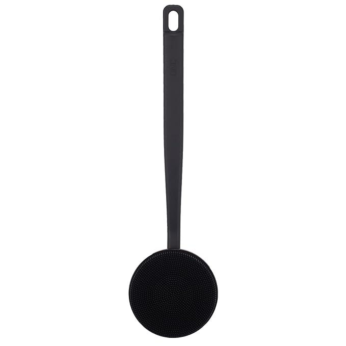DNC Back Scrubber for Shower, Silicone Shower Brush with Long Handle Soft Bristles, Bath Body Exfoliator Washer for Men Women