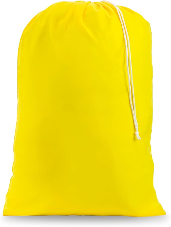 Nylon Laundry Bag - Locking Drawstring Closure and Machine Washable. These Bags will Fit a Laundry Basket or Hamper and Strong Enough to Carry up to Three Loads of Clothes. (Yellow) | 22"x32" XL Nylon Laundry Bag, Locking Drawstring, Machine Washable, ...