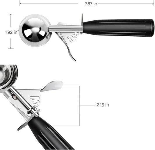 TOPKITCHEN Commercial-Grade Ice Cream Scoop 1 oz, 18/8 Stainless Steel Cookie Scoop with Plastic Handle, Portion Control Disher Scoop for Bakeries,Restaurants & Dessert Shops, #30, Black