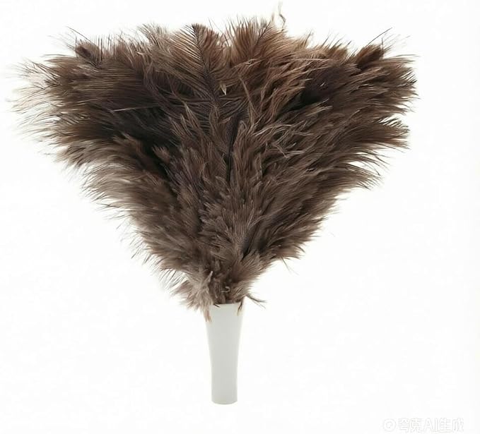 Feather Duster, Ostrich Feather Duster Replacement Head, Reusable Ostrich Feather Duster, Brown (Replacement Head Only)
