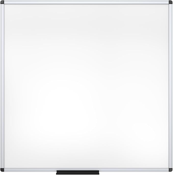 VIZ-PRO Dry Erase Board, 48" x 48" Large Magnetic Whiteboard for Wall | 4' x 4', Silver Aluminum Frame, with Marker Tray, for School Office and Home