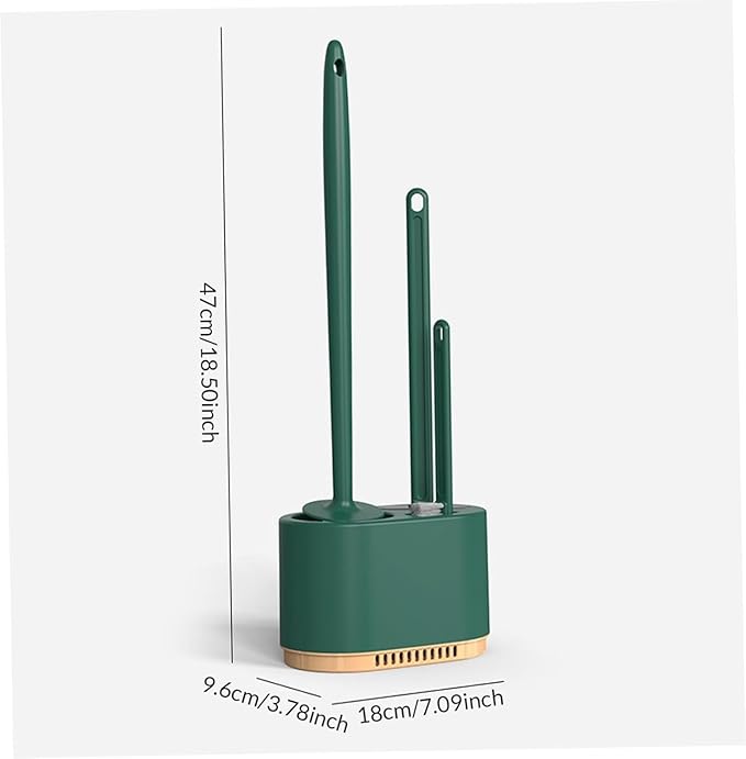 Toilet Brush and Plunger Set, 3-in-1 Design, Silicone Bristles, Light Green, Plastic Handle, Wall Bracket, Toilet Brush, Holder, Set