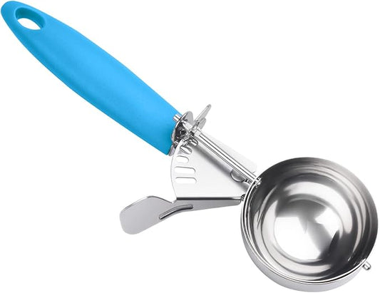 JUNADAEL J Portion Scoop, #12/3.25 OZ Disher Scoop, Ice Cream Scoop, Blue Handle, for Portion Control, Cookie Dough, Cupcake Batter, Ice Cream, Muffin, Mashed Potatoes