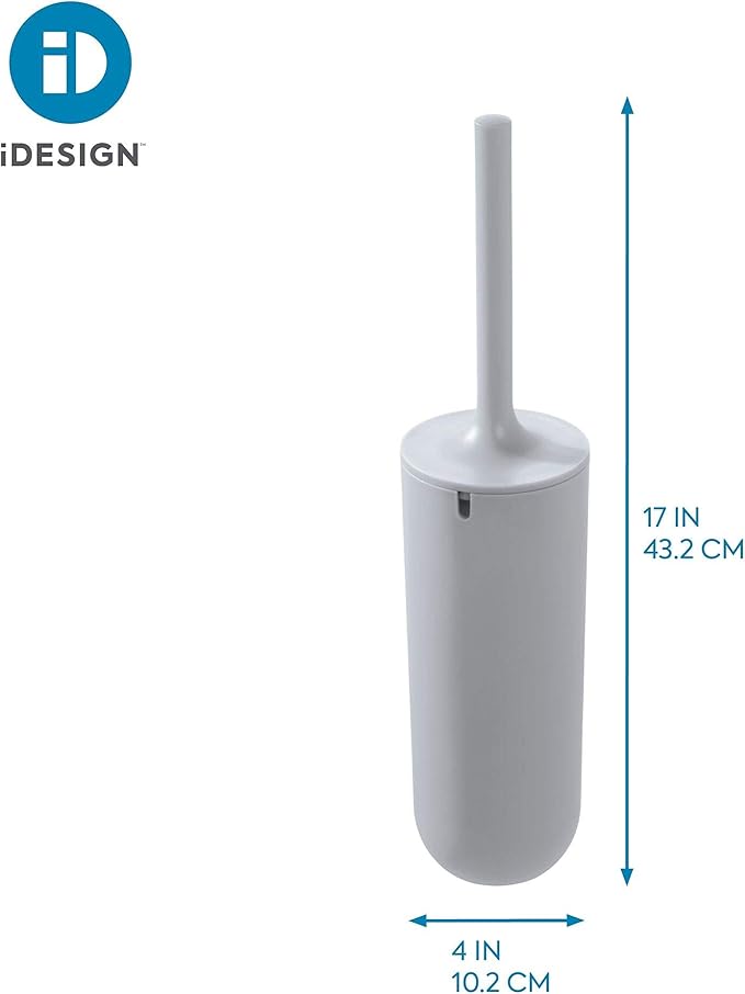 iDesign Cade Bowl Brush and Holder, Toilet Cleaning Set for Bathroom, Matte Gray 2 Each