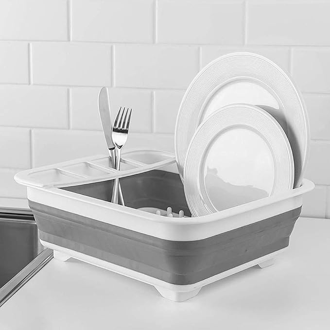 Collapsible Dish Drying Rack Portable Dish Drainer Dinnerware Organizer for Kitchen RV Campers Storage