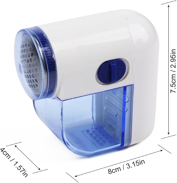 Fabric Shaver, Lint Remover for Clothes (Blue and White) | Electric Lint Shaver with 3-Leaf Blades, Battery Operated, Remove Clothes Fuzz, Lint Balls, Pills