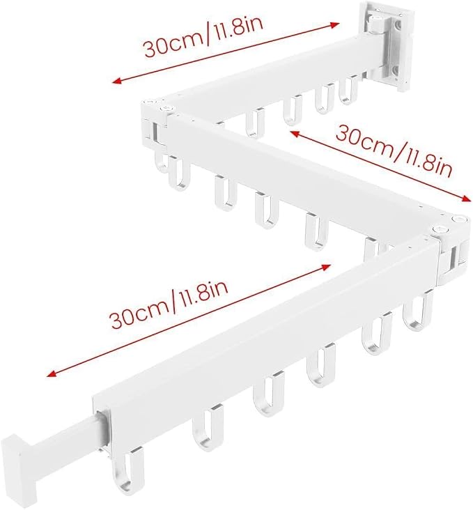HYGRAD BUILT TO SURVIVE Clothes Drying Rack Wall Mounted Clothes Drying Airer Rack, Retractable Fold Away Laundry Drying Rack Outdoor & Indoor Neat Formal Drying Rack (Three Rod - 114cm Long (WHITE))