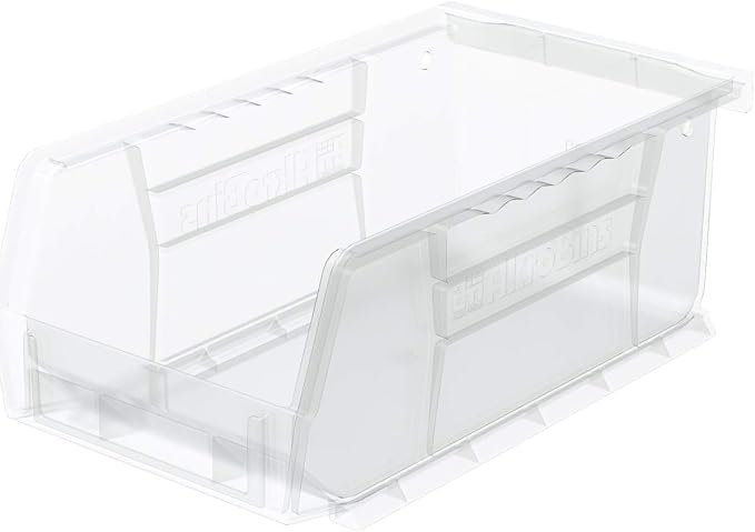 Akro-Mils 30220 AkroBins Plastic Storage Bins, Space-Saving Stackable Bins for Garage, Pantry, Craft Organization, 7" x 4" x 3", Clear, 24-Pack