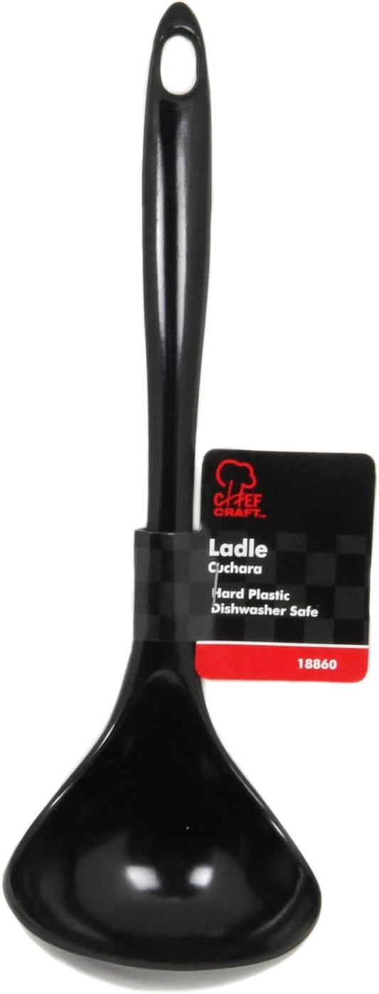 Chef Craft Basic Melamine Cooking Ladle, 10.5 inch, Black (Pack of 4)
