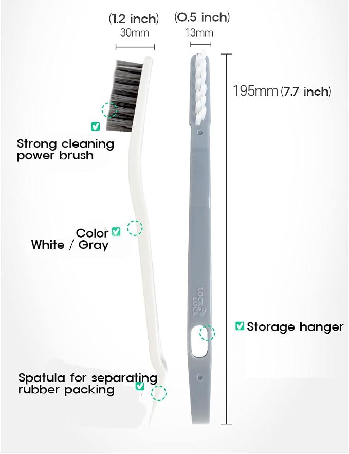LocknLock Airtight Food Container Crevice Cleaning Brush (Pack of 2) Edge Cleaning, Separator Spatula, Cleaning Inside Rubber Packing, Length 7.7 inches, Hanging Loop