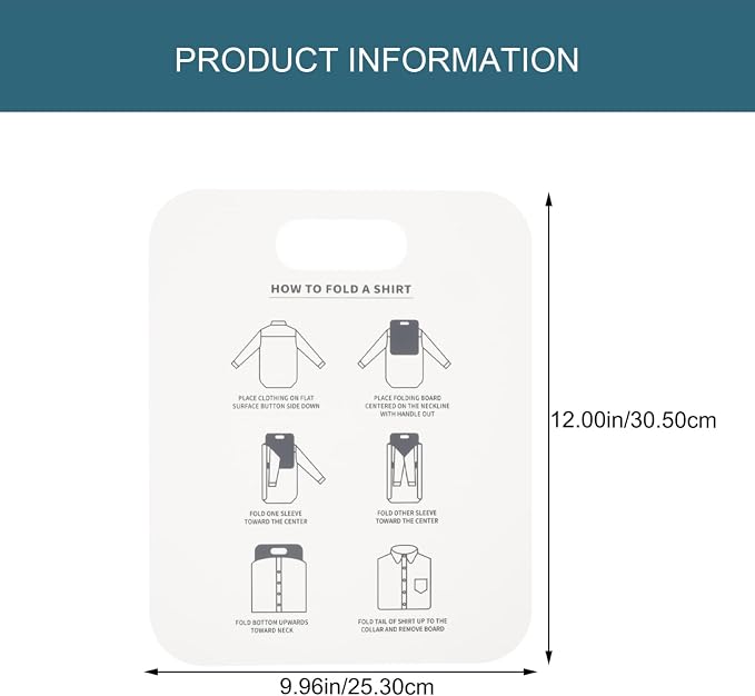 VICASKY Shirt Folding Board Laundry Folding Helper Board,2Pcs T Shirts Clothes Folder Durable Plastic Laundry Organizer Helper Home Storage for Clothing (White