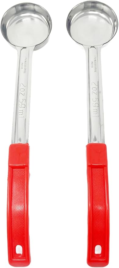 Generic 2 Pack - 2 oz. Portion Control Scoops, Spoodles - Red Handle Food Serving Spoon, Small, Silver, MCP02