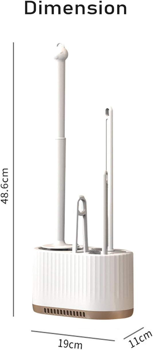 Basaza Toilet Brush and Holder Set Toilet Bowl Cleaning Brush and Holder for Bathroom 4 in 1 White Toilet Bowl Cleaner Brushes & Holders Floor Standing or Wall Mounted