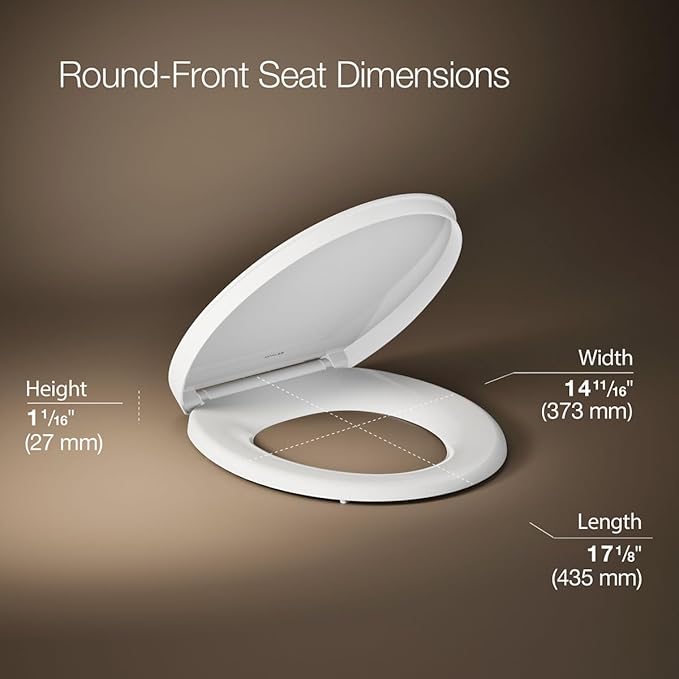 KOHLER K-26802-0 Impro ReadyLatch Quiet Close Round Toilet Seat, White Toilet Seat, Grip-Tight Bumpers, New Home Essentials, Slam Prevention (Pack of 2)
