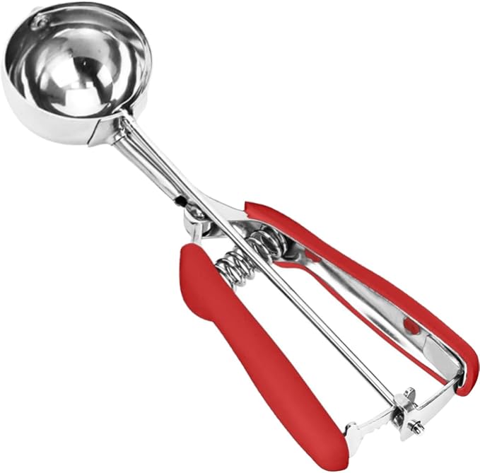 Ice Cream Scoop, 18/8 Stainless Steel Cookie Scoop, Cookie Scoops for Baking, 4 Tbsp/ 60 ml/ 2 oz Cookie Dough Scoop, Ice Cream Scooper with Trigger Release, Cookie Scooper for Baking(Red)