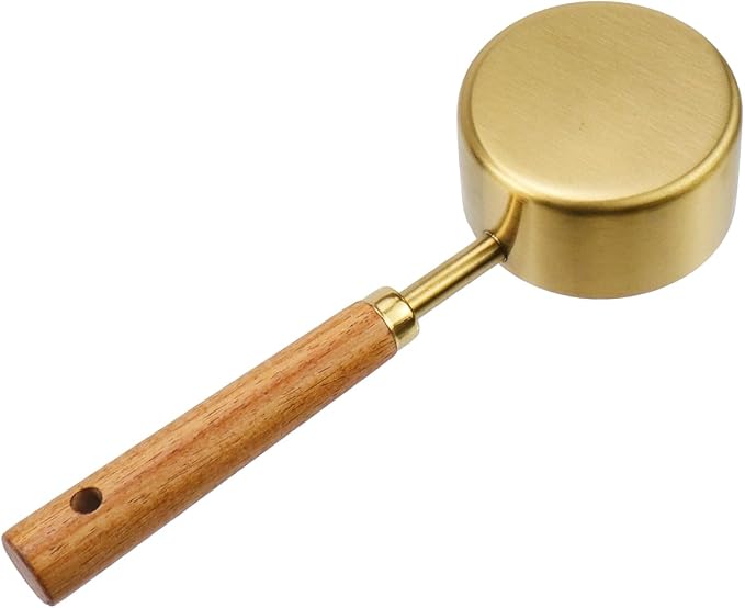 1/3 Cup Measuring Cup with Wooden Handle, 80ml Stainless Steel Measuring Scoop 1/3 Cup Measuring Cups for Baking Cooking Wet and Dry Ingredients (80ml)