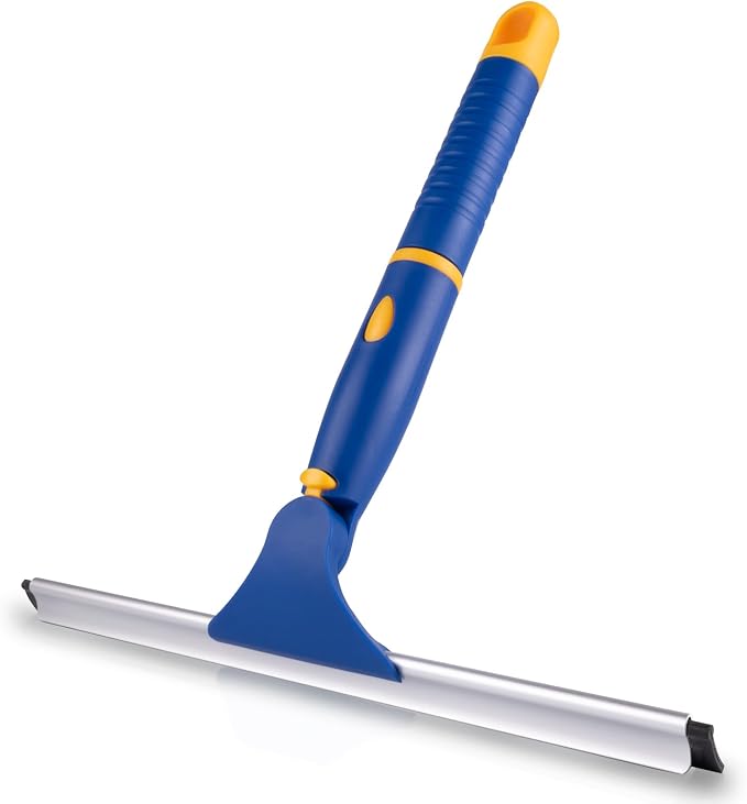 10" Swivel Window Cleaning Squeegee, All-Purpose Anti-Slip Window Squeegee with 2 Blades, Window Cleaner Tool Bathroom Squeegee for Shower Doors, Tile Shower Walls，Mirrors,Car Windshields
