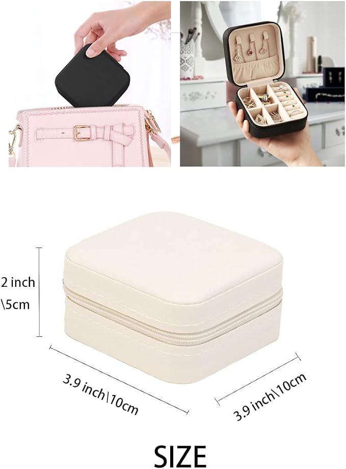 ZPROW Travel Jewelry Case, Mini Portable Jewelry Travel Boxes, Small Jewelry Organizer for Rings, Earrings, Pendants, Watches, Necklaces, Lipsticks Organizer Storage Holder Case (White-6packs)