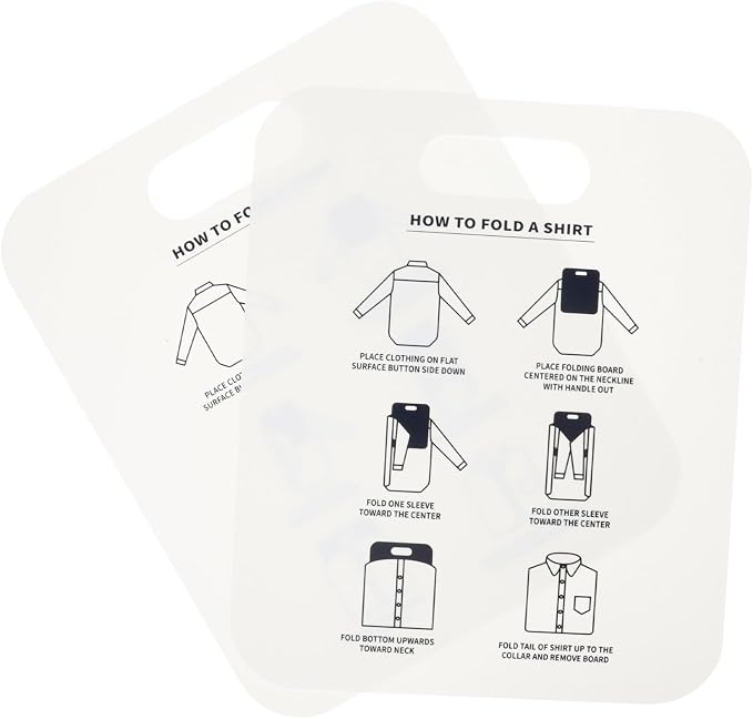 SEWACC 2-Pack Shirt Folding Board Laundry Folding Board for T-Shirts Short- and Long-Sleeve Shirts Collared Shirts Closet Drawer Suitcase Organization 12.00 X 9.96 X 0.03 in
