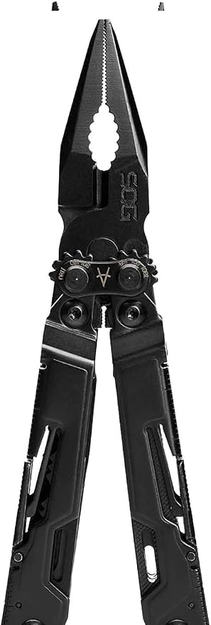 SOG PowerPint Mini Compact Stainless Steel Multi-Tool, 18 Lightweight Specialty Tools & SOG Multitool Pliers Pocket Knife, Black | 5 in Open and 3.25 in Closed, 4.2 Oz, Magnetic 1/4 in Hex Bit Holder, Black
