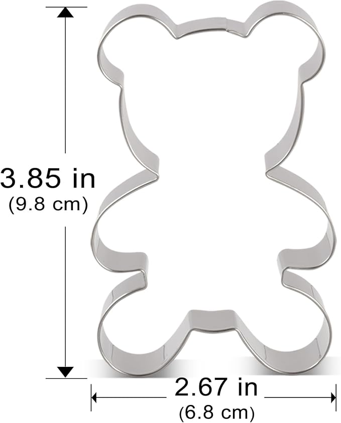LILIAO Teddy Bear Cookie Cutter for Baby Shower - 2.7 x 3.9 inches - Stainless Steel
