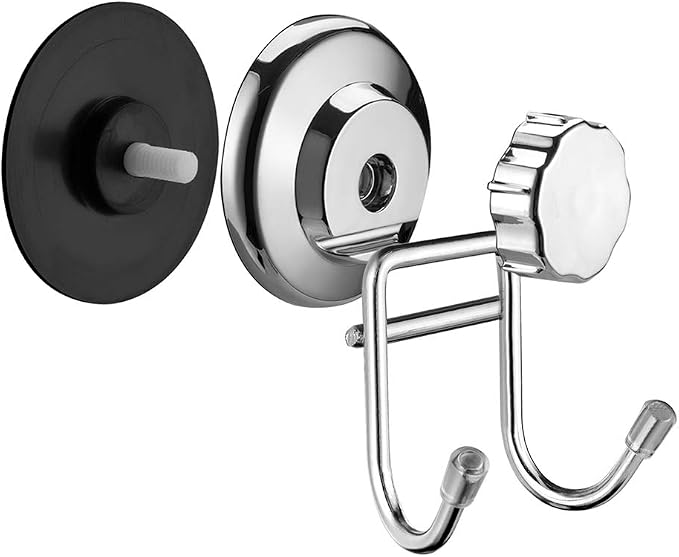 SANNO Powerful Vacuum Suction Cup Hooks for Shower Flat Smooth Wall Surface Towel Robe Bathroom Kitchen Shower Bath Coat,NeverRust Stainless Steel Black (4 Pack)