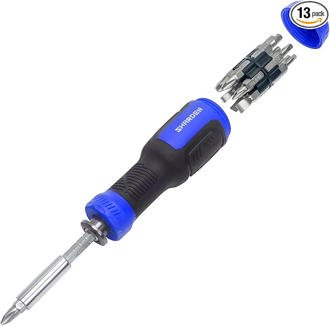 13-in-1 Multi Screw Driver, Adjustable Screwdriver Set Multitool | All in One with Torx Security, Phillips, Flat Head, Hex, Square, 1/4 Nut Driver, Outdoor, Daily Repair Kit, Portable Tools