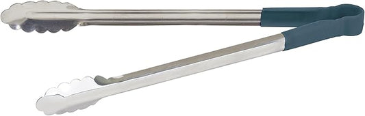 Winco Utility Tong with Blue Non-Slip Grip, 16-Inch, Stainless Steel