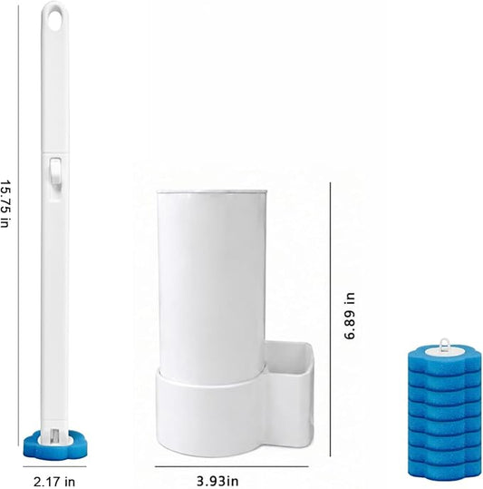 Disposable Toilet Brush Wand Starter Kit with 24 Pre-Loaded Cleaner-Infused Refills, Wall Mounted Toilet Bowl Cleaner System with Holder, Space-Saving Bathroom Cleaning Supplies for Home, RV