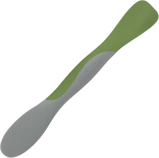 Tovolo Scoop and Spread Large Dual End Silicone Sandwich Spreader Tool with Nylon Handle, BPA Free Dishwasher Safe Silicone and Nylon Tool for Spreading and Scooping, Pesto Green and Oyster Gray