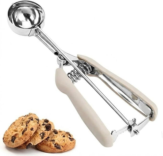 Cookie Scoop, Ice Cream Scoop, 1.5 Tbsp/ 23ml/ 0.7 oz Cookie Scoops for Baking, 18/8 Stainless Steel Cookie Scooper for Baking, Cookie Dough Scoop, Ice Cream Scooper with Trigger Release (White)