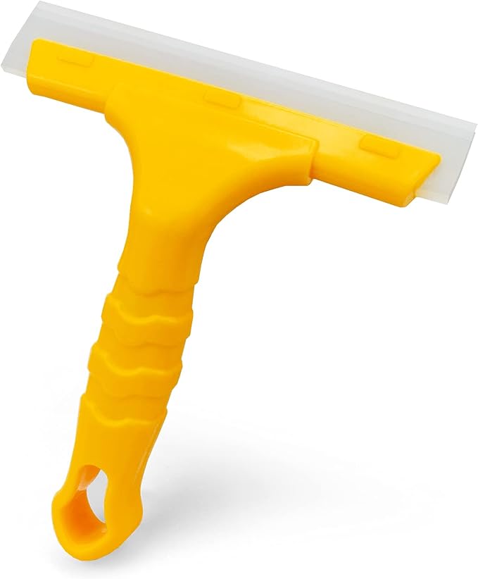 CCyanzi Silicone Blade Small Squeegee, Shower Glass Squeegee, Window Tint, for Window, Bathroom Mirrors, Shower Door and Car Windshield, 5.5x5.5inch, Yellow