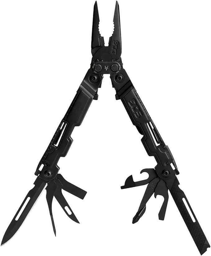 SOG PowerAccess Well-Rounded One-Handed Lightweight Daily Pocketable Stainless Steel Multi-Tool for Backcountry| 18 Tools, Black | 18 Tools, Compound Leverage Pliers, Magnetic 1/4 Hex Bit Driver, 5.9 Overall, 5cr15mov Stainless, 5.9 Oz